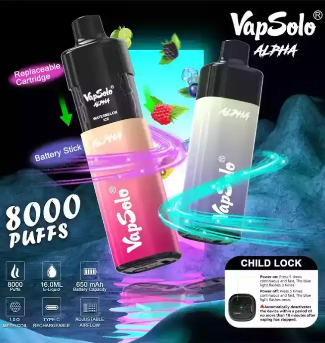 Vapsolo Alpha 8000 Puffs Vaping de Alta Calidad y Rendimiento Superior