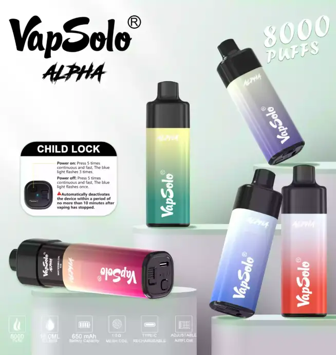 Vapsolo Alpha 8000 Puffs Vaping de Alta Calidad y Rendimiento Superior