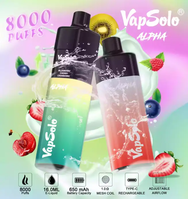 Vapsolo Alpha 8000 Puffs Vaping de Alta Calidad y Rendimiento Superior