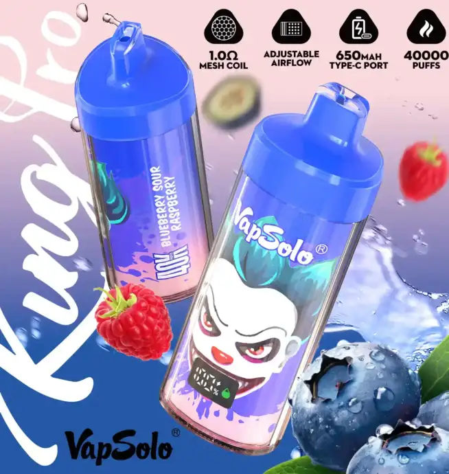 Vapsolo KING PRO 40K Premium Vaper Puffs usa e getta con 40.000 inalazioni Display LCD e tecnologia Mesh Coil